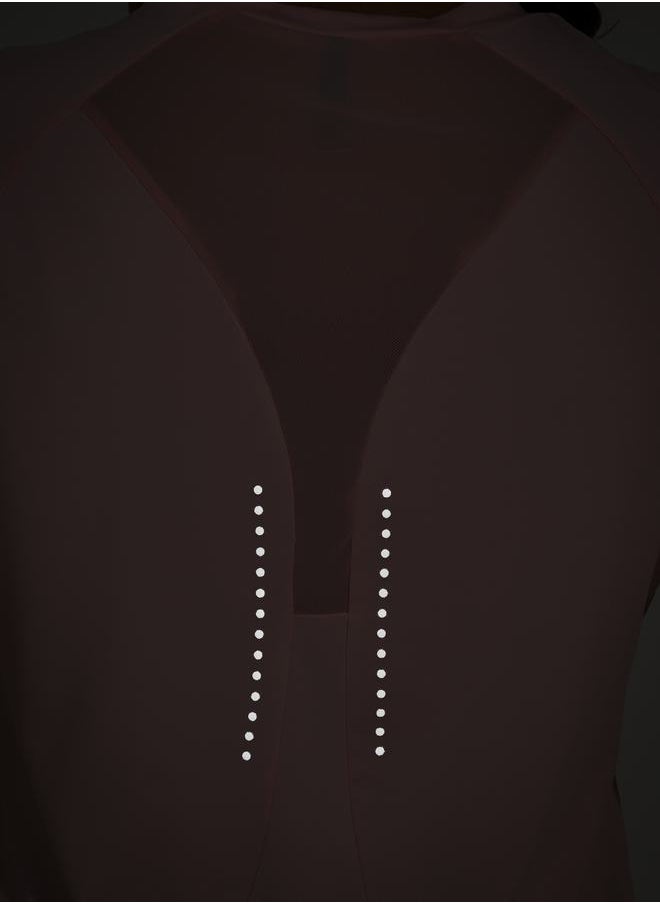 Reflective Dots & Back Mesh Detail Curved Hem Top