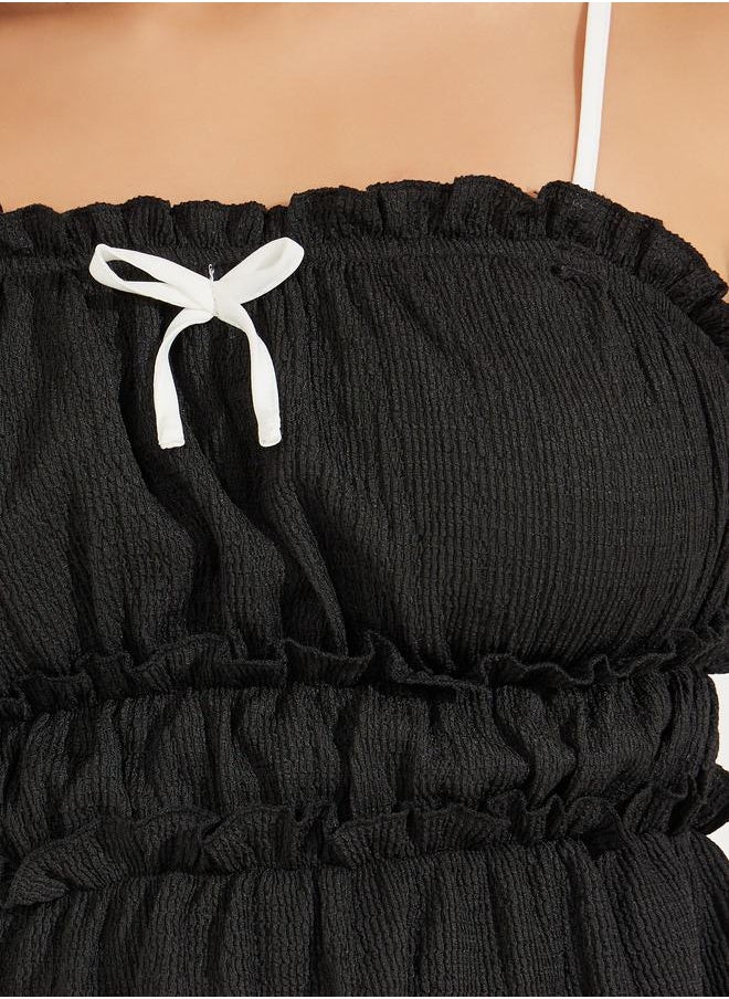 Gathered Strappy Square Neck Top
