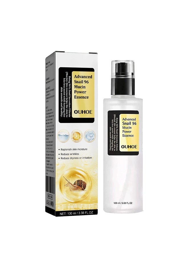 Advanced Snail Mucin 96% Mucin Power Essence, Effectively Replenish Nutrients Improve Dryness Soften Cuticles Minimize Poreslighten Acne Scars Soothe And Repair Skin 100ml