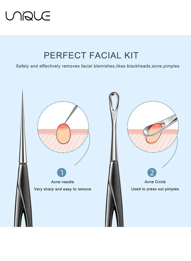 Blackhead Remover Tool, 2 Pcs Pimple Popper Tool and Blemish Remover Extraction Tools for Estheticians Professional Pore Extractor Tools for Nose & Face Whitehead Popping, Blemish