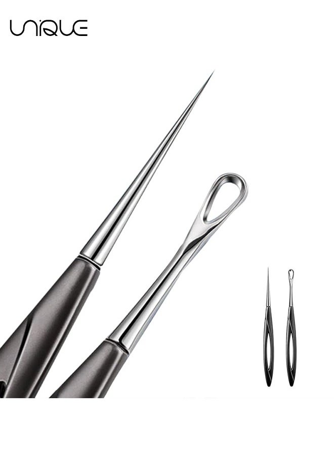 Blackhead Remover Tool, 2 Pcs Pimple Popper Tool and Blemish Remover Extraction Tools for Estheticians Professional Pore Extractor Tools for Nose & Face Whitehead Popping, Blemish