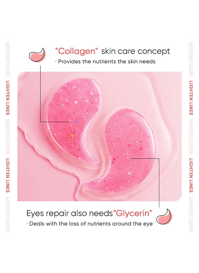 Damask Rose Starry Eye Mask Brightening Eye Rim Rose Moisturizing Eye Mask,  Acid Treats Puffiness and Dark Circles, Reduces Eye Bags, Smoothes Wrinkles, and Brightens Skin 60PCS