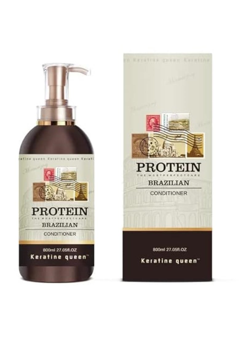 Keratine queen 4 in 1 Moisturizing Protein Brazilian Combo set. Shampoo 800ml, Conditioner 800ml, Hair Mask 800ml & Hair Serum/Oil 100ml.