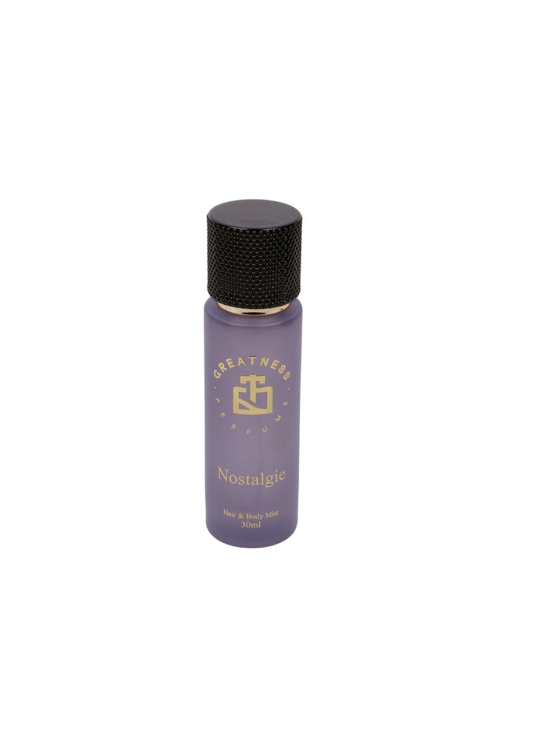 Nostalgie Body & Hair Mist 30ml - Long-Lasting Freshness - Travel-Friendly - Instantly Refreshes - Body Spray For Men & Woman