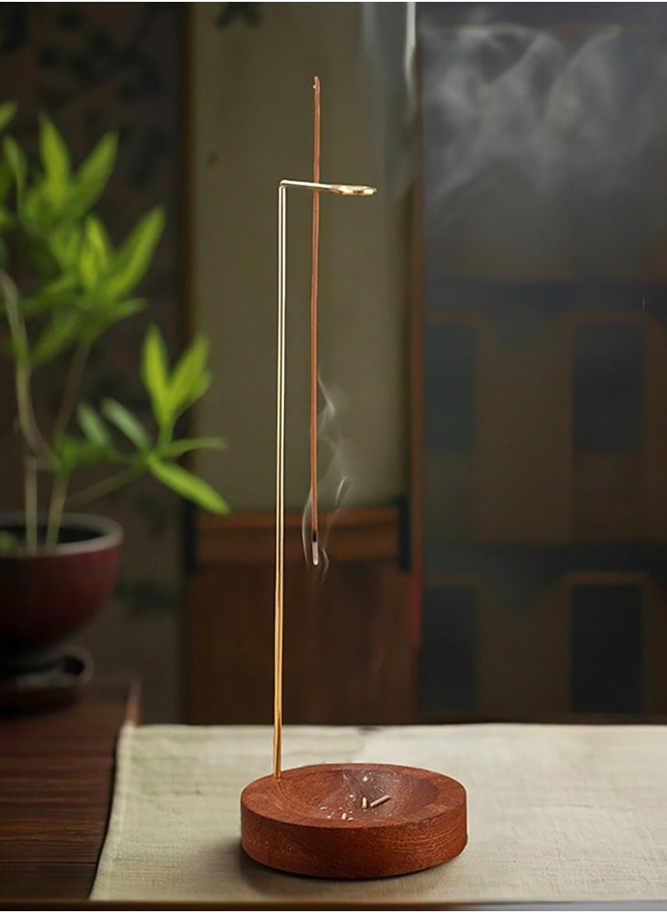 Incense Holder, Multi-Purpose Design Wooden Incense Burner ash Catcher with Brass Incense Stick Holder for Home Decor Yoga Spa Madiation