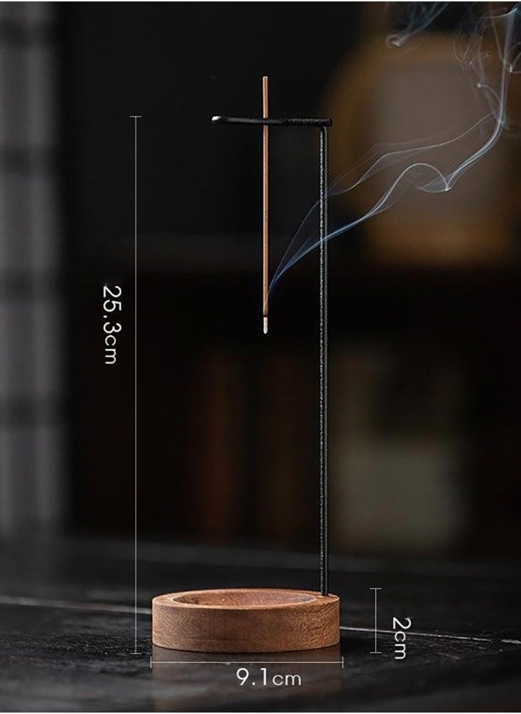 Incense Holder, Multi-Purpose Design Wooden Incense Burner ash Catcher with Brass Incense Stick Holder for Home Decor Yoga Spa Madiation