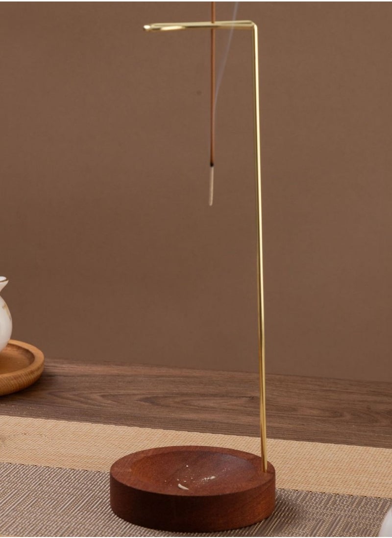 Incense Holder, Multi-Purpose Design Wooden Incense Burner ash Catcher with Brass Incense Stick Holder for Home Decor Yoga Spa Madiation