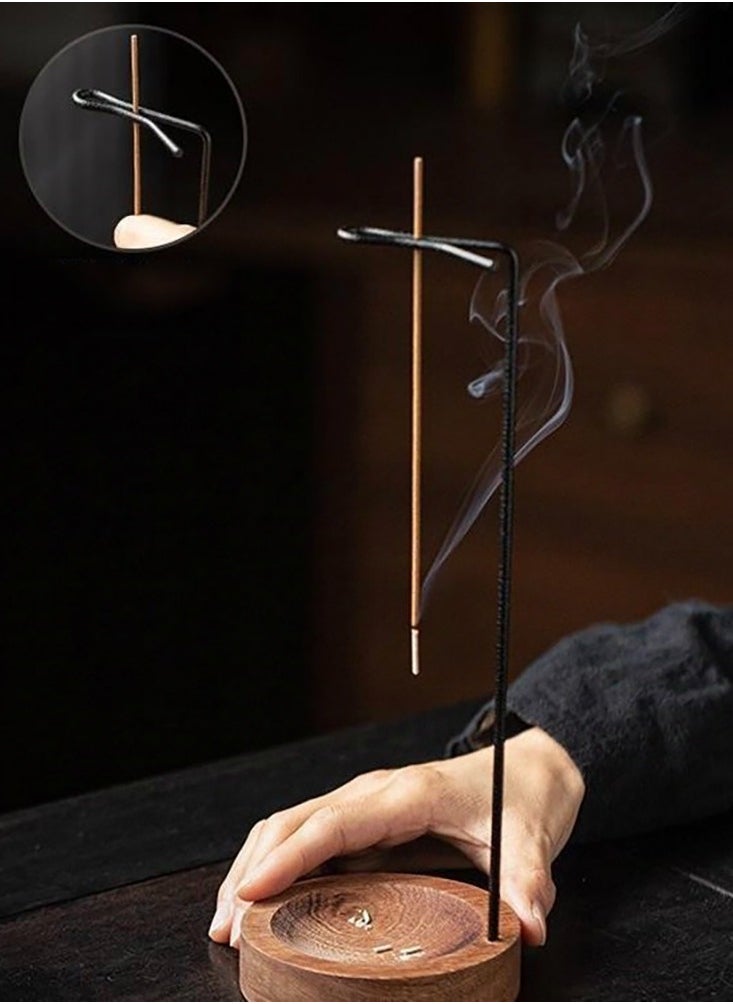 Incense Holder, Multi-Purpose Design Wooden Incense Burner ash Catcher with Brass Incense Stick Holder for Home Decor Yoga Spa Madiation