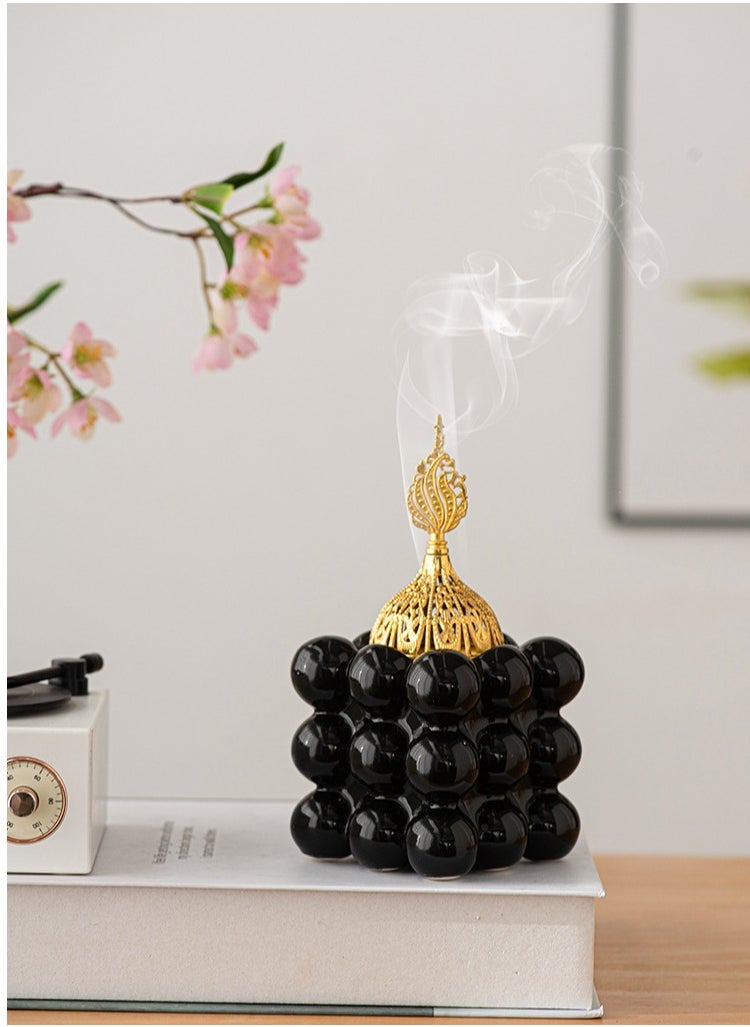 Incense burner, home atmosphere decoration, cube style design,Black