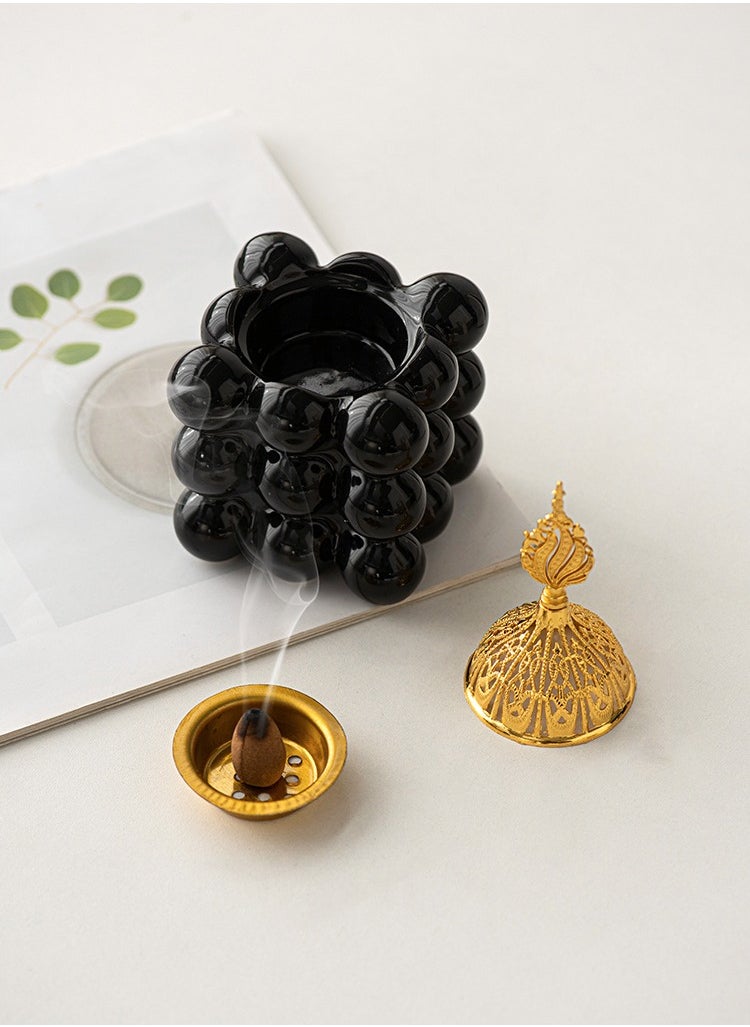 Incense burner, home atmosphere decoration, cube style design,Black