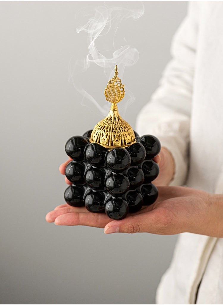 Incense burner, home atmosphere decoration, cube style design,Black