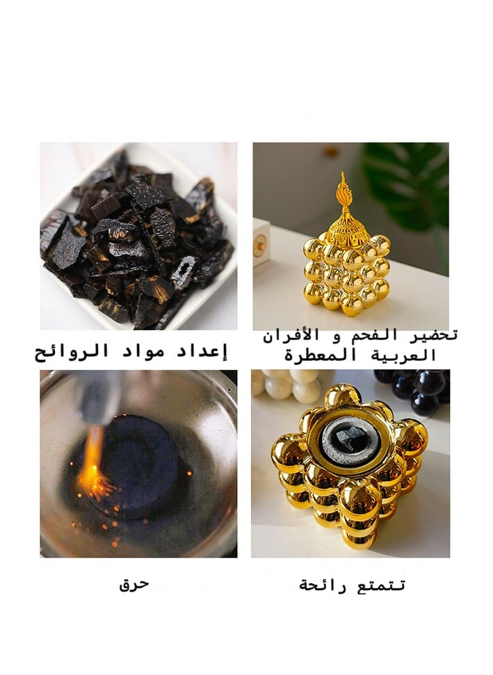 Incense burner, home atmosphere decoration, cube style design,gold