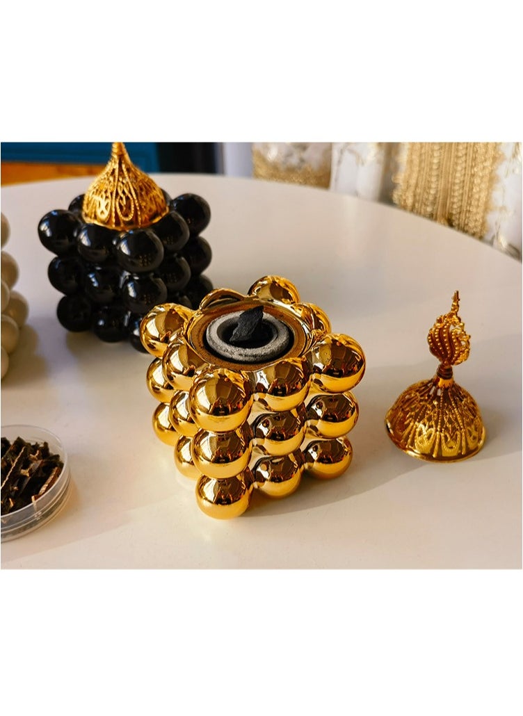 Incense burner, home atmosphere decoration, cube style design,gold