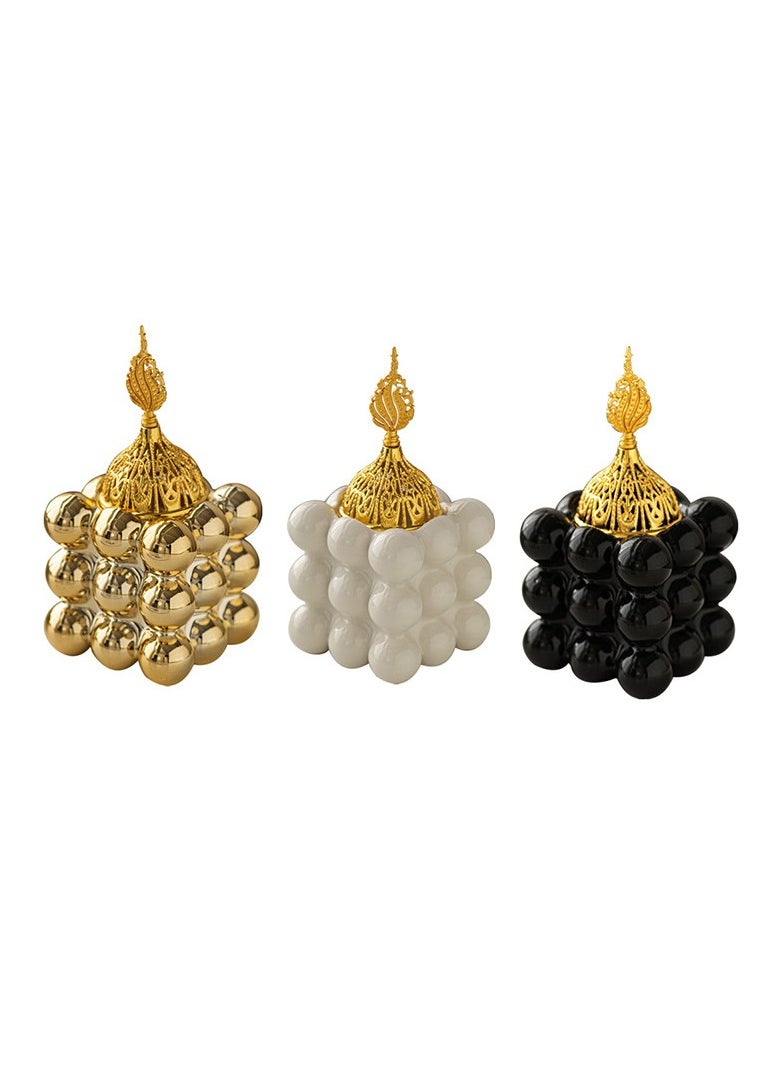 Incense burner, home atmosphere decoration, cube style design,gold