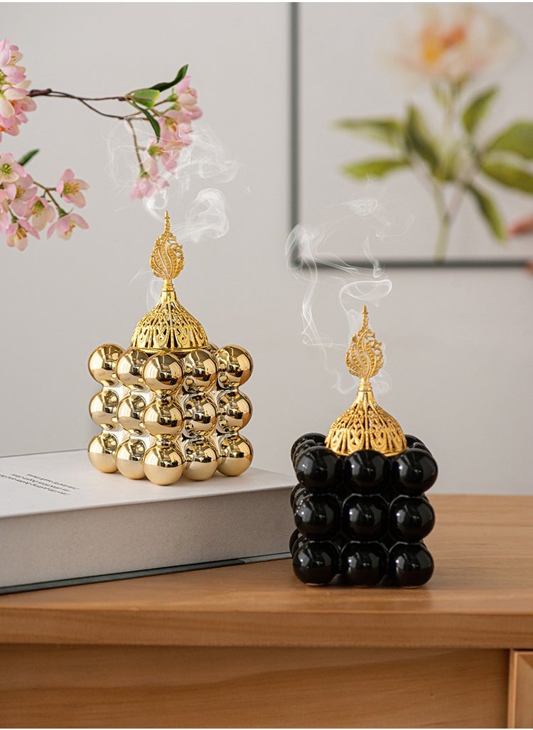 Incense burner, home atmosphere decoration, cube style design,gold