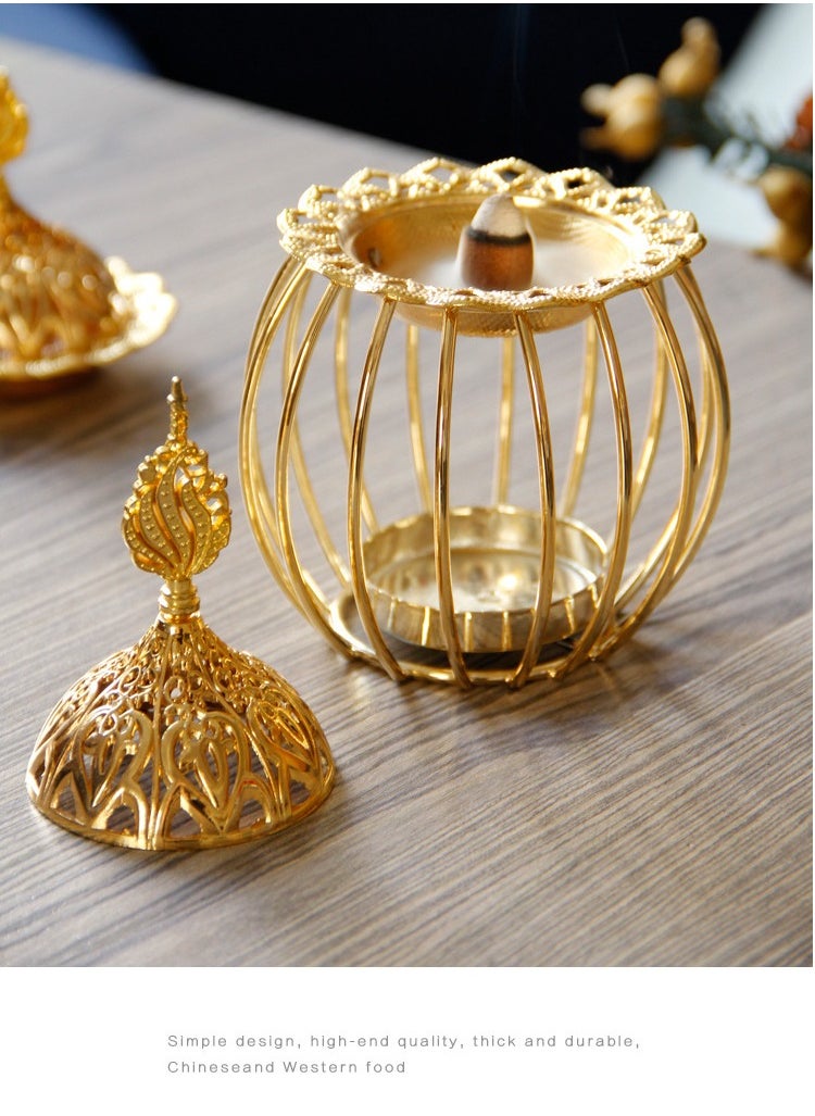 Incense burner, home atmosphere decoration, cage style design,gold