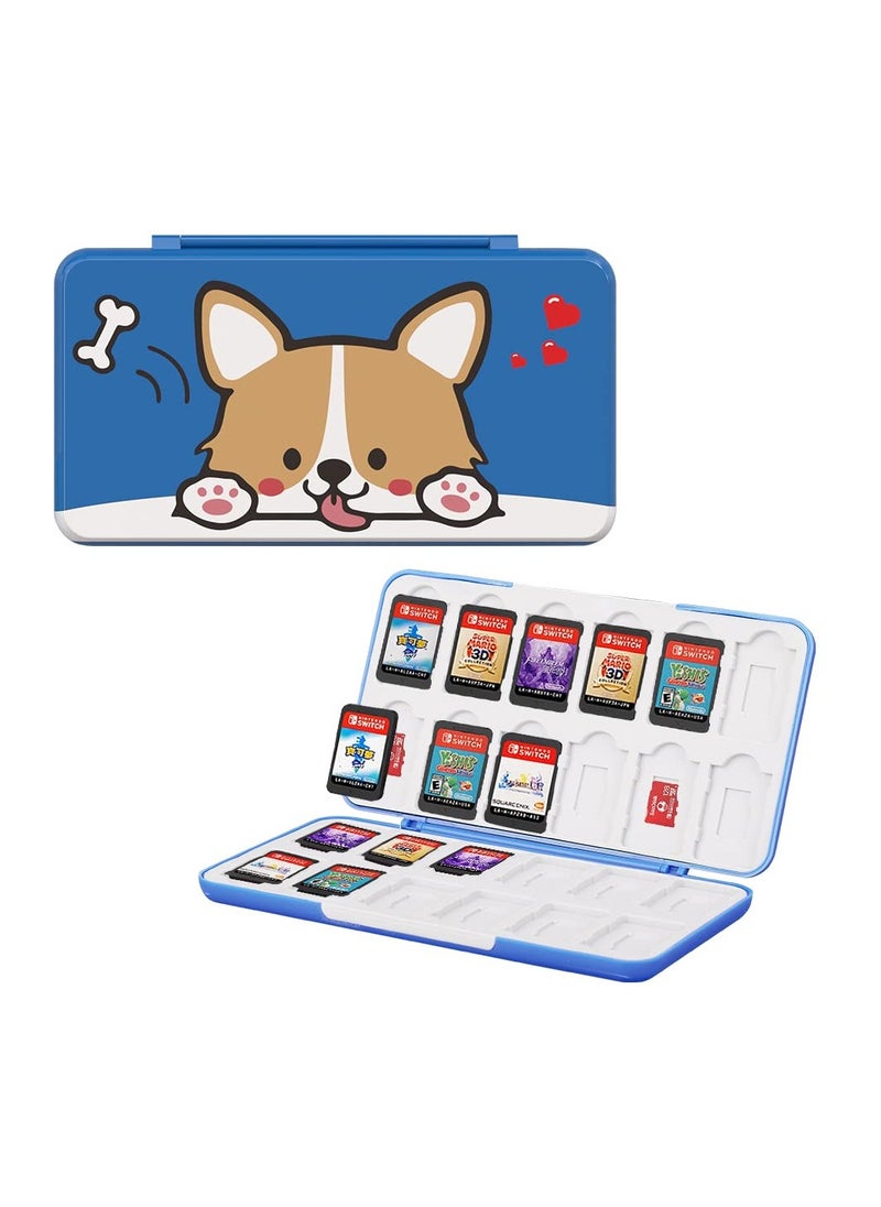 Game Card Case for Nintendo Switch OLED Game Card Micro SD Memory Cards with 24 Game Card Slots and 24 Micro SD Card Slots,Carbon Fibre Surface Shell Silicone Lining Portable Cartridge Storage Box