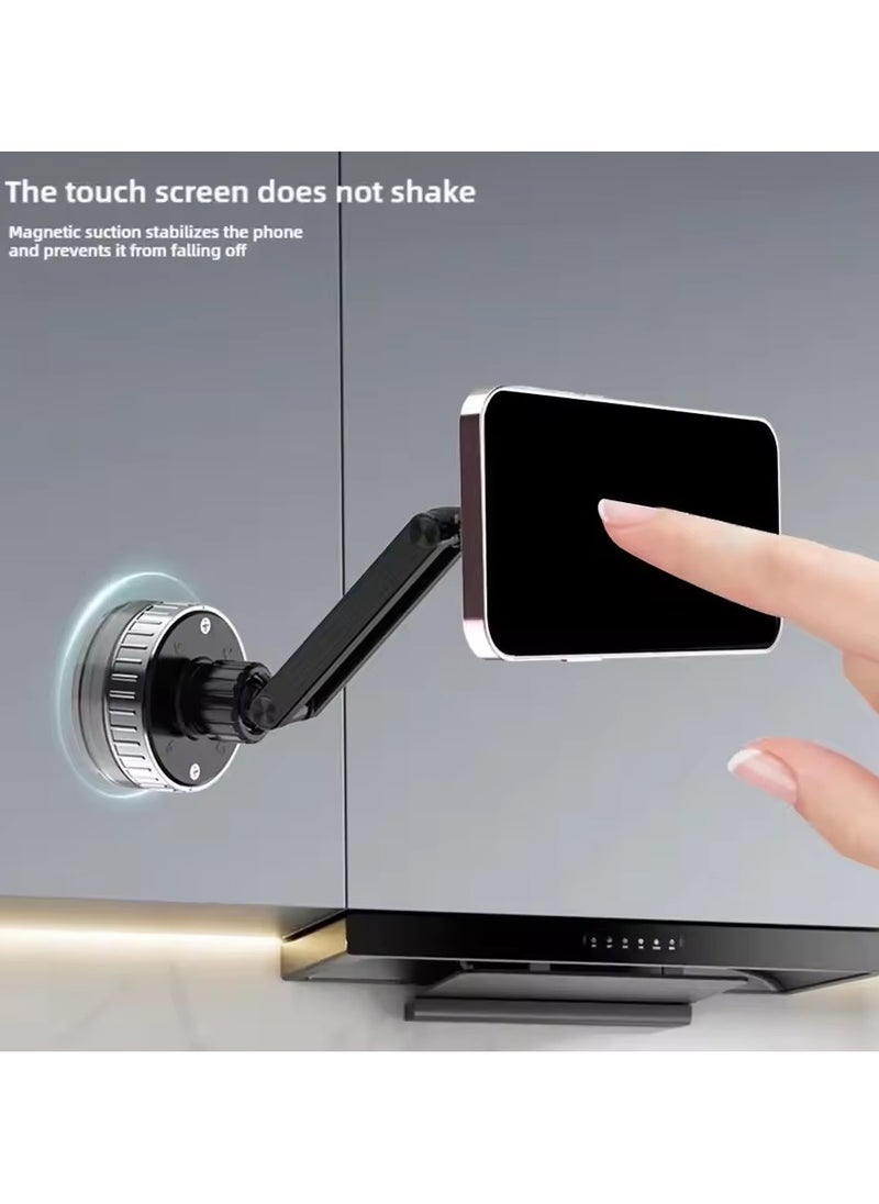 Phone Stand Magnetic Vacuum Phone Holder with Rotating Suction Cup for Wall,Desk,Kitchen,and Bathroom