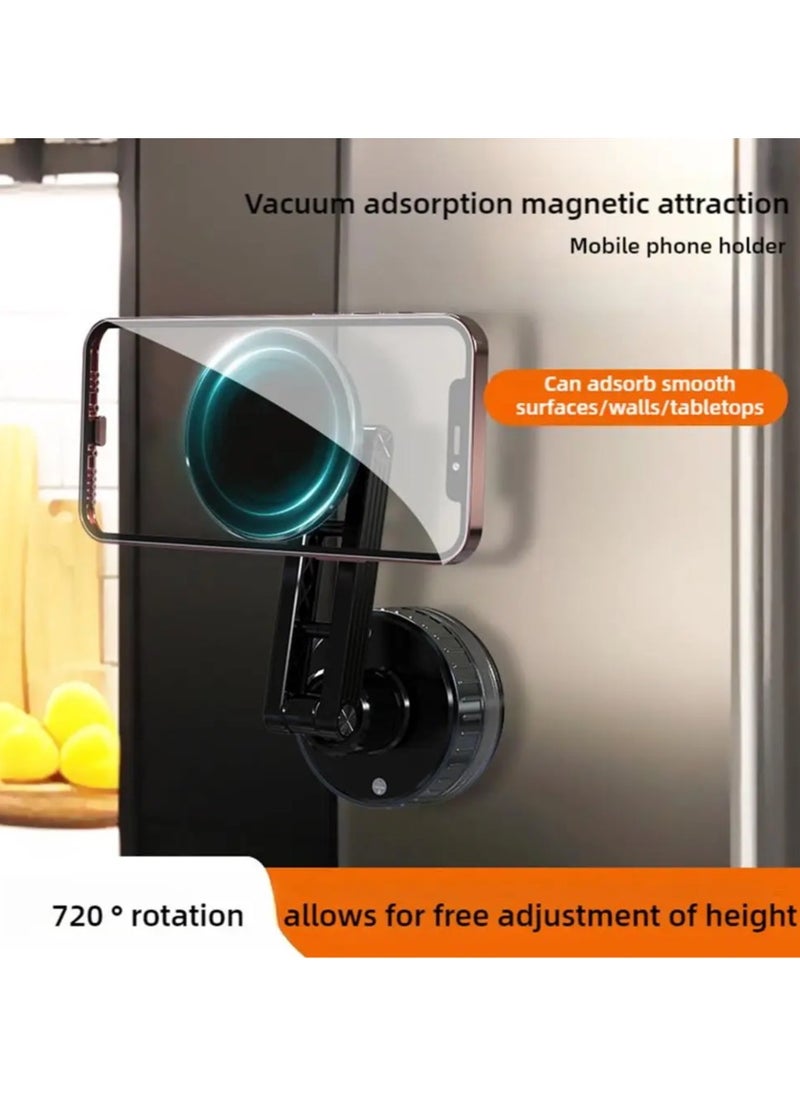 Phone Stand Magnetic Vacuum Phone Holder with Rotating Suction Cup for Wall,Desk,Kitchen,and Bathroom
