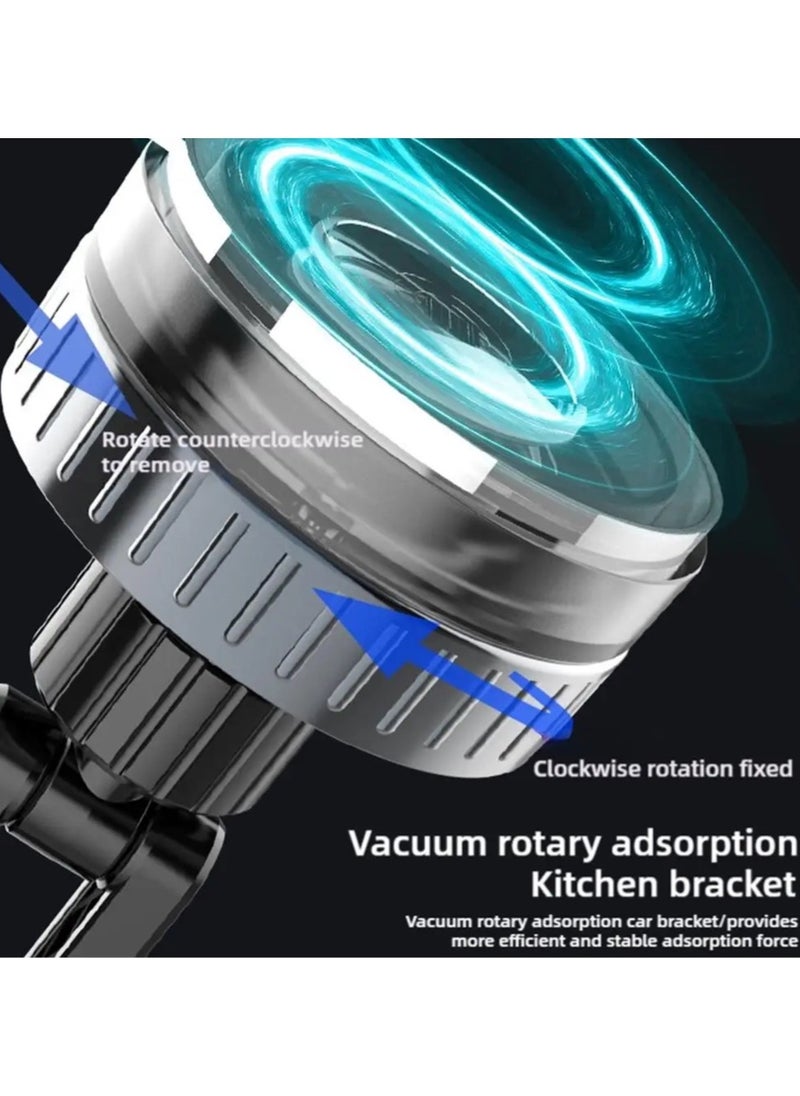 Phone Stand Magnetic Vacuum Phone Holder with Rotating Suction Cup for Wall,Desk,Kitchen,and Bathroom