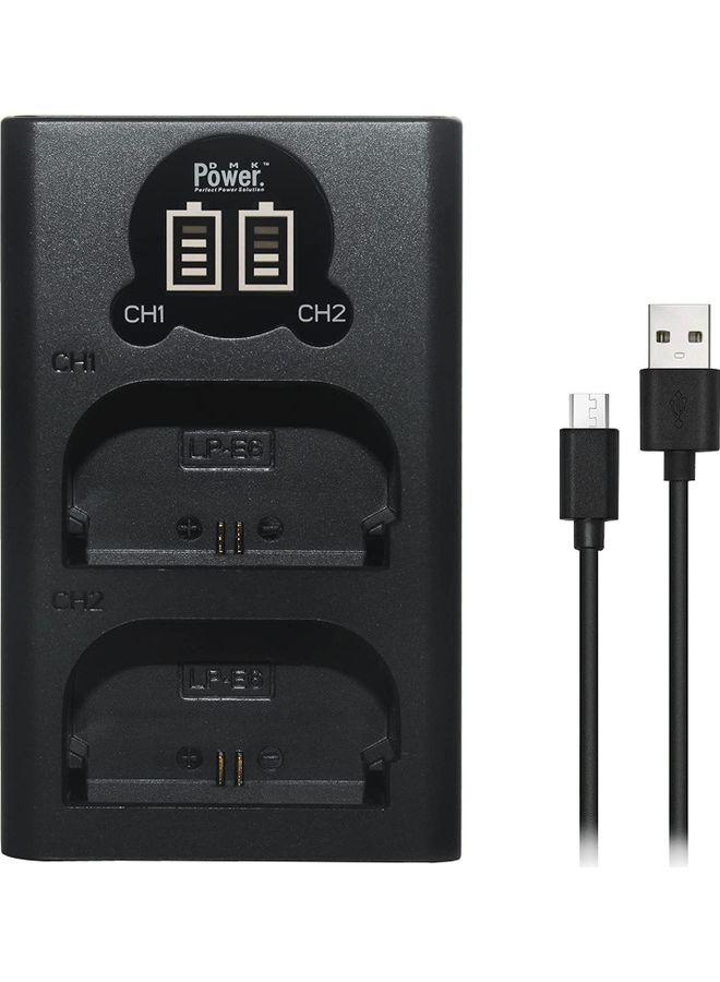 LPE6 Mini Dual Charger for Canon EOS 5DII 7DI Black