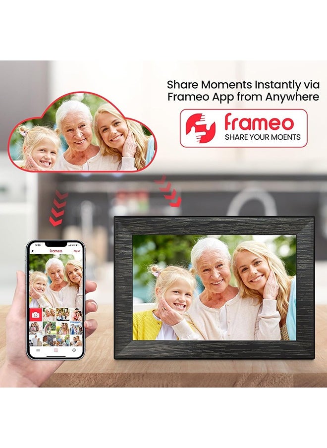Frameo WiFi Digital Picture Frame with 10.1 Inch IPS Touch Screen,Loading Pictures to 32GB Smart Digital Photo Frame via Frameo App,Rotation and Backup to SD Card Automaticly