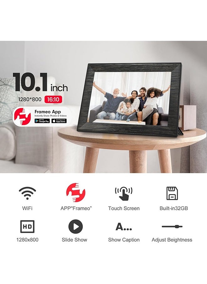Frameo WiFi Digital Picture Frame with 10.1 Inch IPS Touch Screen,Loading Pictures to 32GB Smart Digital Photo Frame via Frameo App,Rotation and Backup to SD Card Automaticly