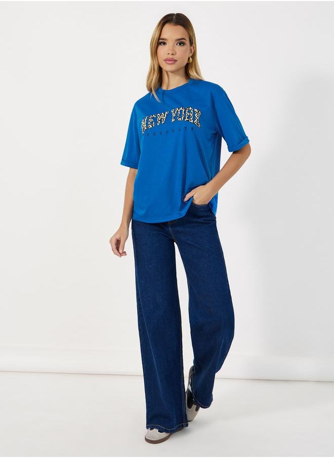 Striped Wave Knit Boxy T-Shirt