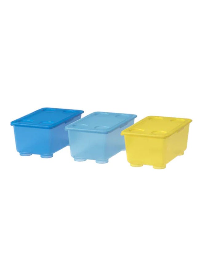 3-Piece Box with Lid Yellow/Blue 17 x 10cm