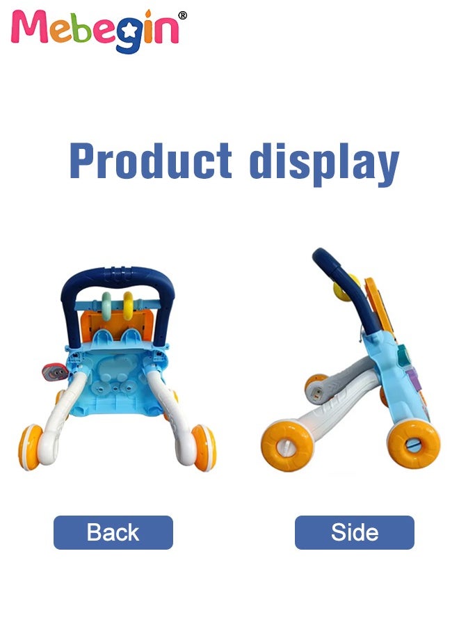 2 in 1 Baby Walker with Fun-filled Activity Panel, Multifunctional Push Along Walker with Drawing Board, Music Walker for Toddler, Early Educational Child Activity Center, Ideal Support for Babies'