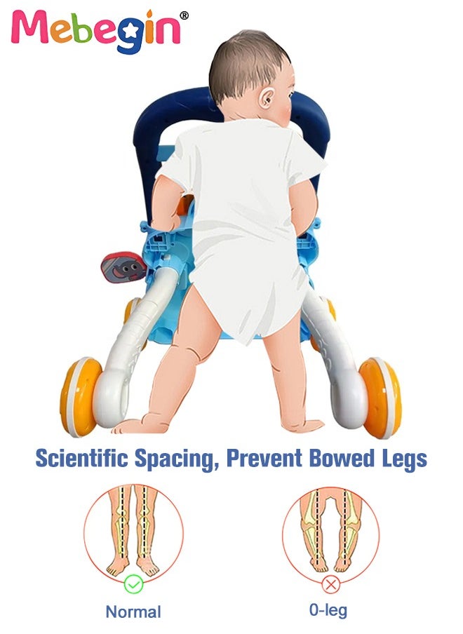 2 in 1 Baby Walker with Fun-filled Activity Panel, Multifunctional Push Along Walker with Drawing Board, Music Walker for Toddler, Early Educational Child Activity Center, Ideal Support for Babies'