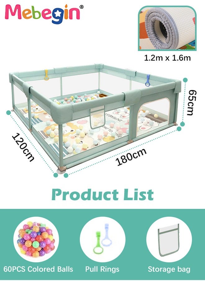 120*160cm Baby Playpen Play Pens for Babies and Toddlers,Baby Playard for Babies and Toddlers, Baby Fence Play Pens for Indoor u0026 Outdoor, Sturdy Safety Play Yard with Soft Breathable Mesh, Anti-