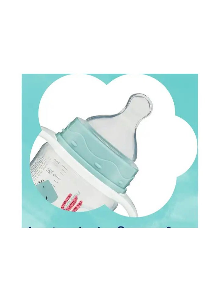 German Brand, Babydream Wide Neck Baby Bottle Lion 150 ml, Size S (0+ Months) – Anatomical Silicone Nipple, Anti-Colic, BPA-Free, Ideal for Breast Milk, Tea, and Juices