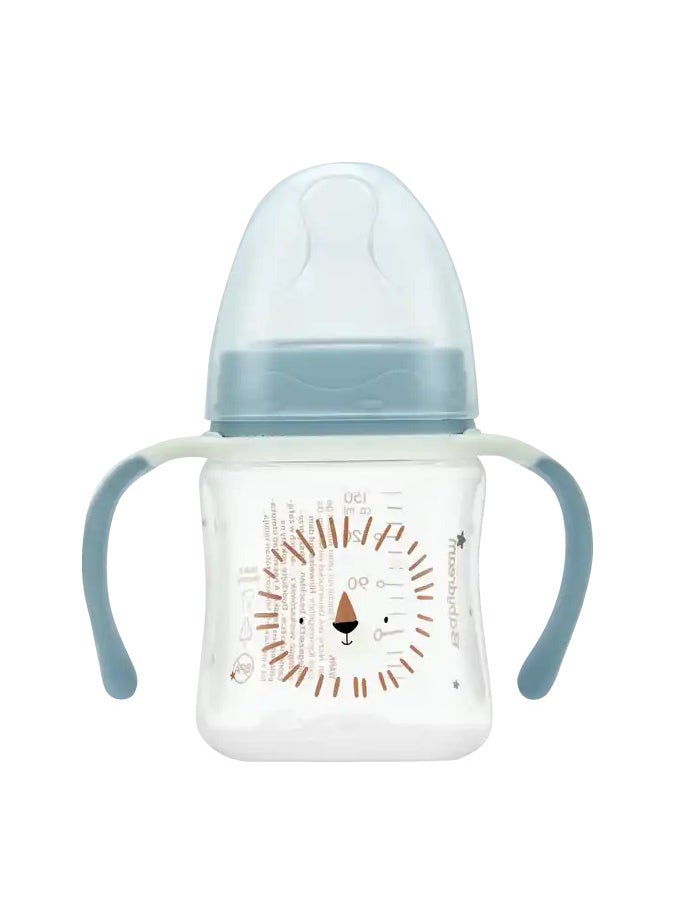 German Brand, Babydream Wide Neck Baby Bottle Lion 150 ml, Size S (0+ Months) – Anatomical Silicone Nipple, Anti-Colic, BPA-Free, Ideal for Breast Milk, Tea, and Juices