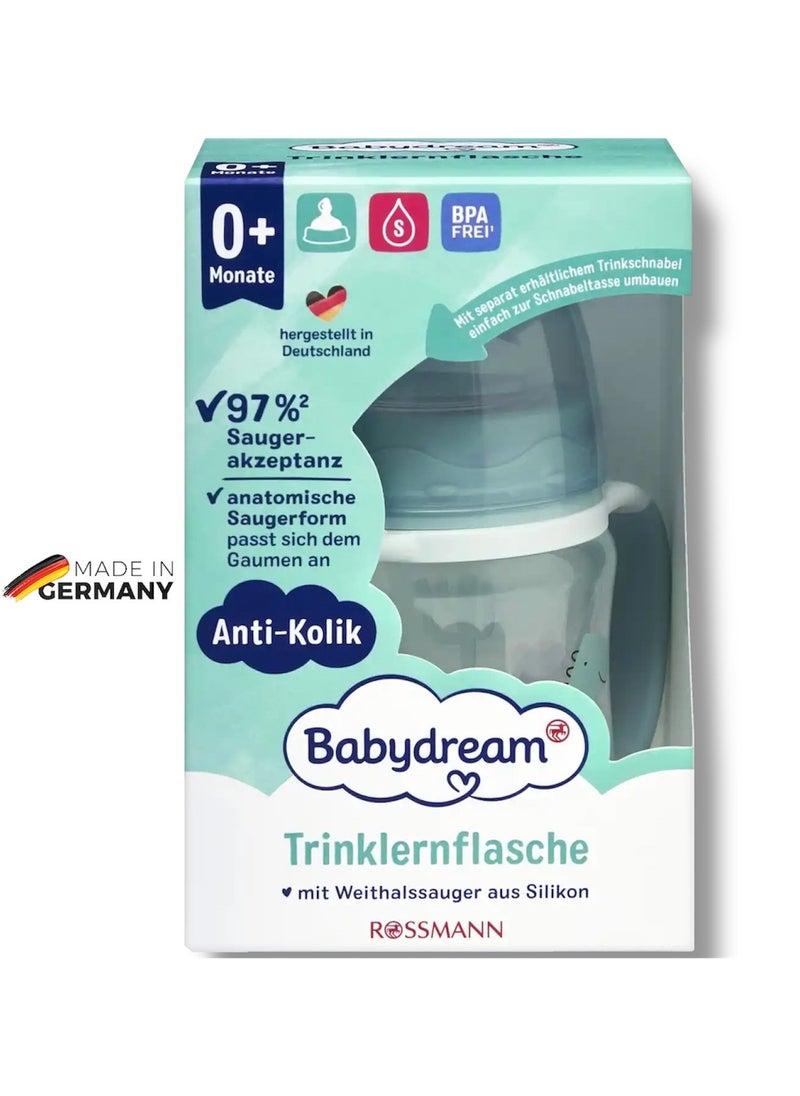 German Brand, Babydream Wide Neck Baby Bottle Lion 150 ml, Size S (0+ Months) – Anatomical Silicone Nipple, Anti-Colic, BPA-Free, Ideal for Breast Milk, Tea, and Juices
