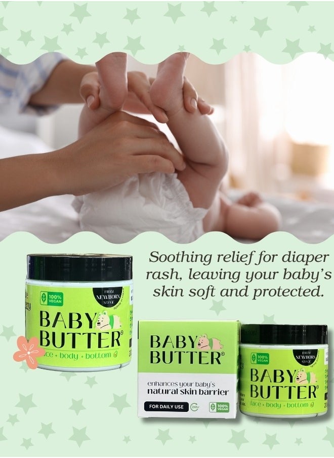 Baby Butter All-in-One Diaper Rash Cream – Face, Body & Bottom Care for Newborns & Beyond – Perfect for Diaper Changes, Massages, Naptime Comfort, & Post-Bath Moisture