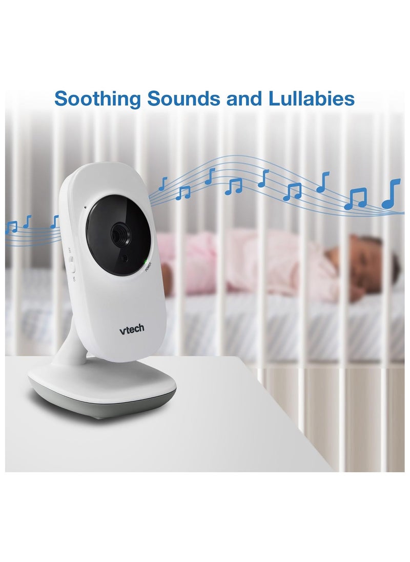 VTech VM819 Baby Monitor with Camera and Audio, 2.8” Screen Portable Baby Camera, Night Vision, 2-Way Audio, Temperature Sensor and Lullabies, Secure Transmission No WiFi