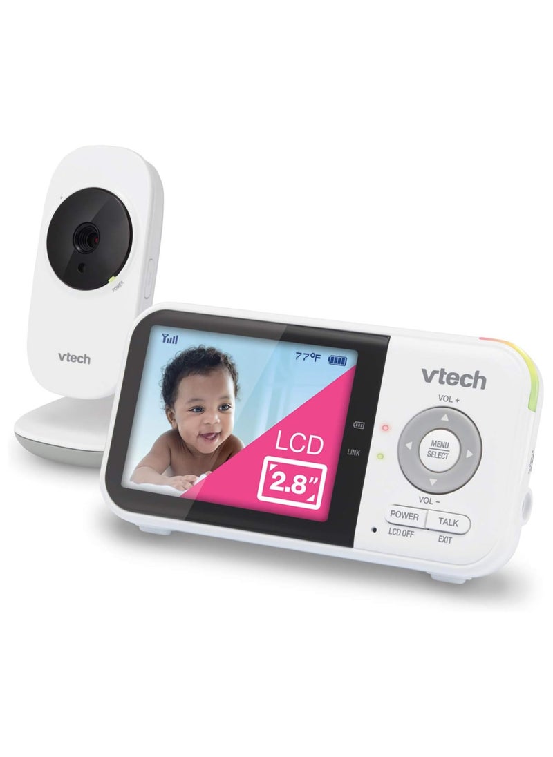 VTech VM819 Baby Monitor with Camera and Audio, 2.8” Screen Portable Baby Camera, Night Vision, 2-Way Audio, Temperature Sensor and Lullabies, Secure Transmission No WiFi