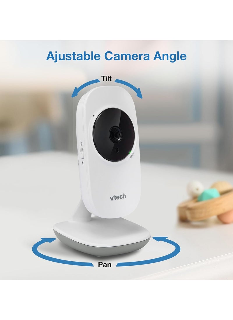 VTech VM819 Baby Monitor with Camera and Audio, 2.8” Screen Portable Baby Camera, Night Vision, 2-Way Audio, Temperature Sensor and Lullabies, Secure Transmission No WiFi