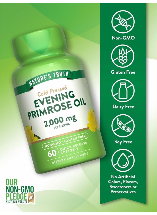 Nature's Truth Cold Pressed Evening Primrose Oil 1000 mg Capsules, 60 Count