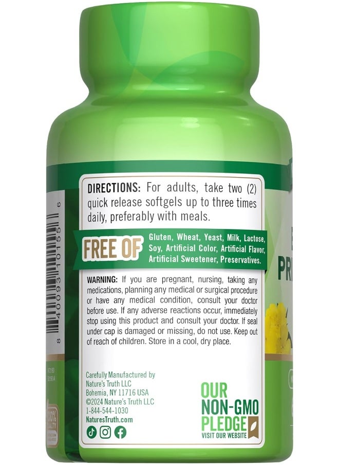 Nature's Truth Cold Pressed Evening Primrose Oil 1000 mg Capsules, 60 Count