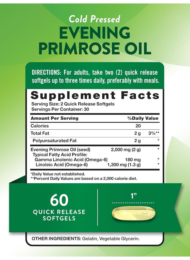 Nature's Truth Cold Pressed Evening Primrose Oil 1000 mg Capsules, 60 Count