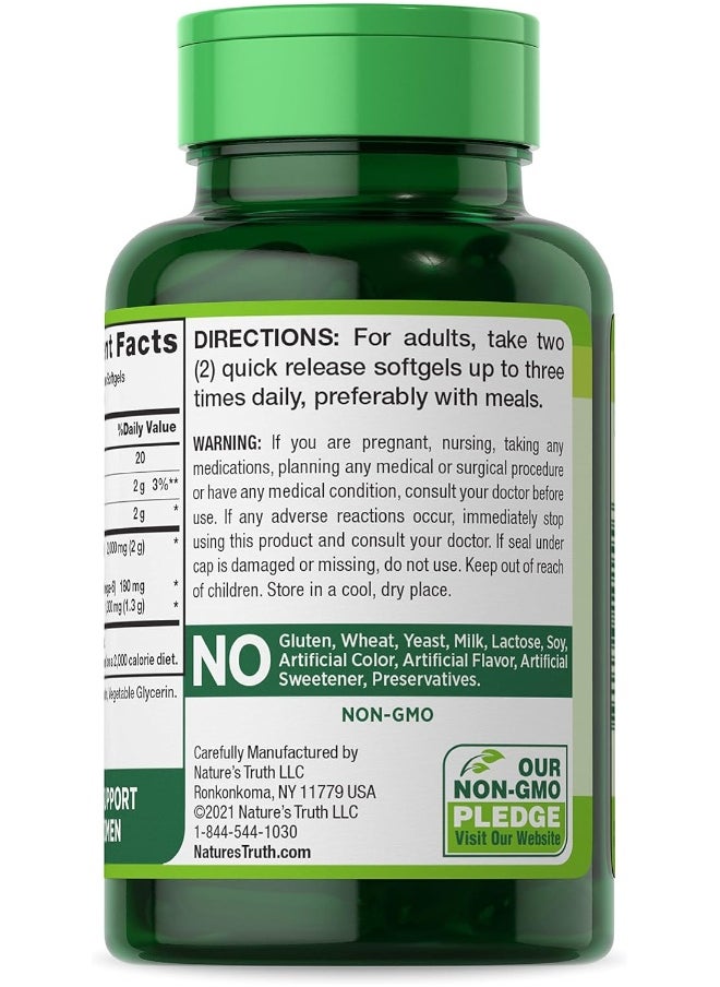 Nature's Truth Cold Pressed Evening Primrose Oil 1000 mg Capsules, 60 Count