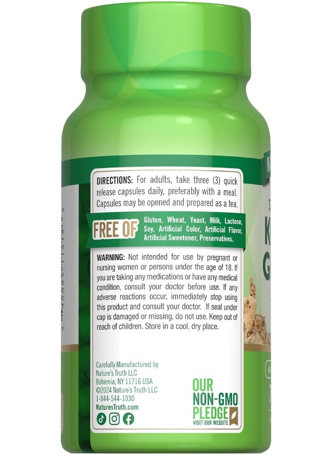 Nature's Truth Korean Ginseng Capsules | 75 Count | Standardized Extract | Non-GMO & Gluten Free Supplement
