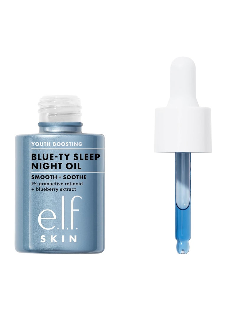 e.l.f. SKIN Youth Boosting Blue-ty Sleep Night Oil, Gentle Overnight Face Oil, Treats Fine Lines & Uneven Texture, Lightweight, Vegan & Cruelty-Free