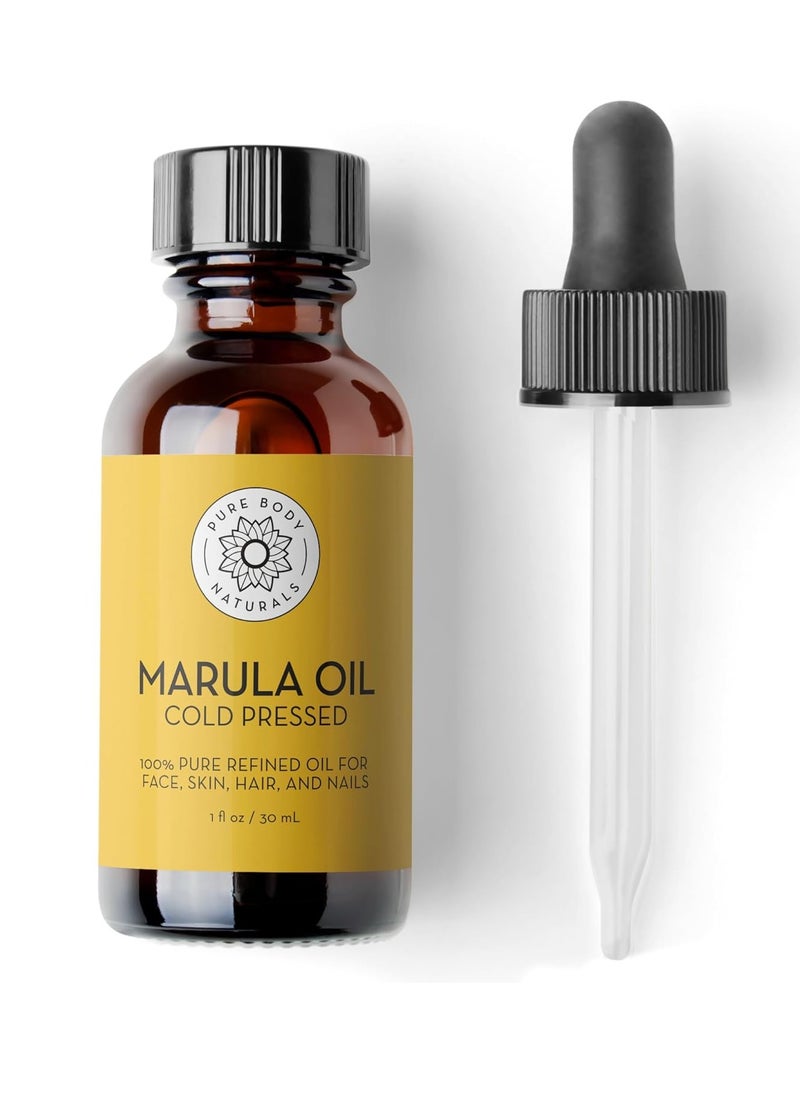 Pure Body Naturals Marula Facial Oil, 1 Fluid Ounce - Cold-pressed, Refined Luxury Beauty Oil for Face and Hair - Vegan, Gluten-free and 100% Natural