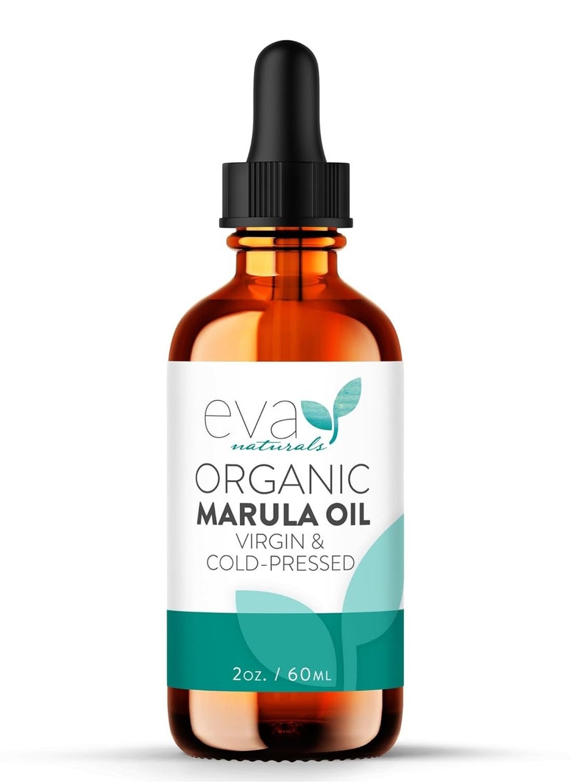 Organic Marula Oil for Face and Hair, 100% Virgin Moisturizing Beauty Oil - Cold Pressed, Natural Anti-Aging Formula - Non-greasy, Unrefined, Rich in Omegas & Antioxidants - 2oz.