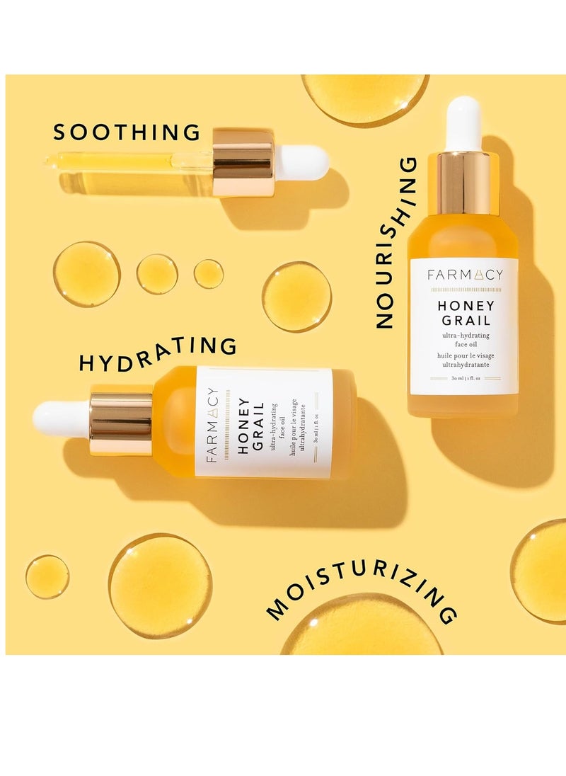 Farmacy Hydrating Face Oil - Honey Grail Nourishing Oil for Skin & Hair - Infused with Sea Buckthorn Oil, Rosehip Oil & Buckwheat Honey to Moisturize & Maintain a Healthy Skin Barrier (30ml)