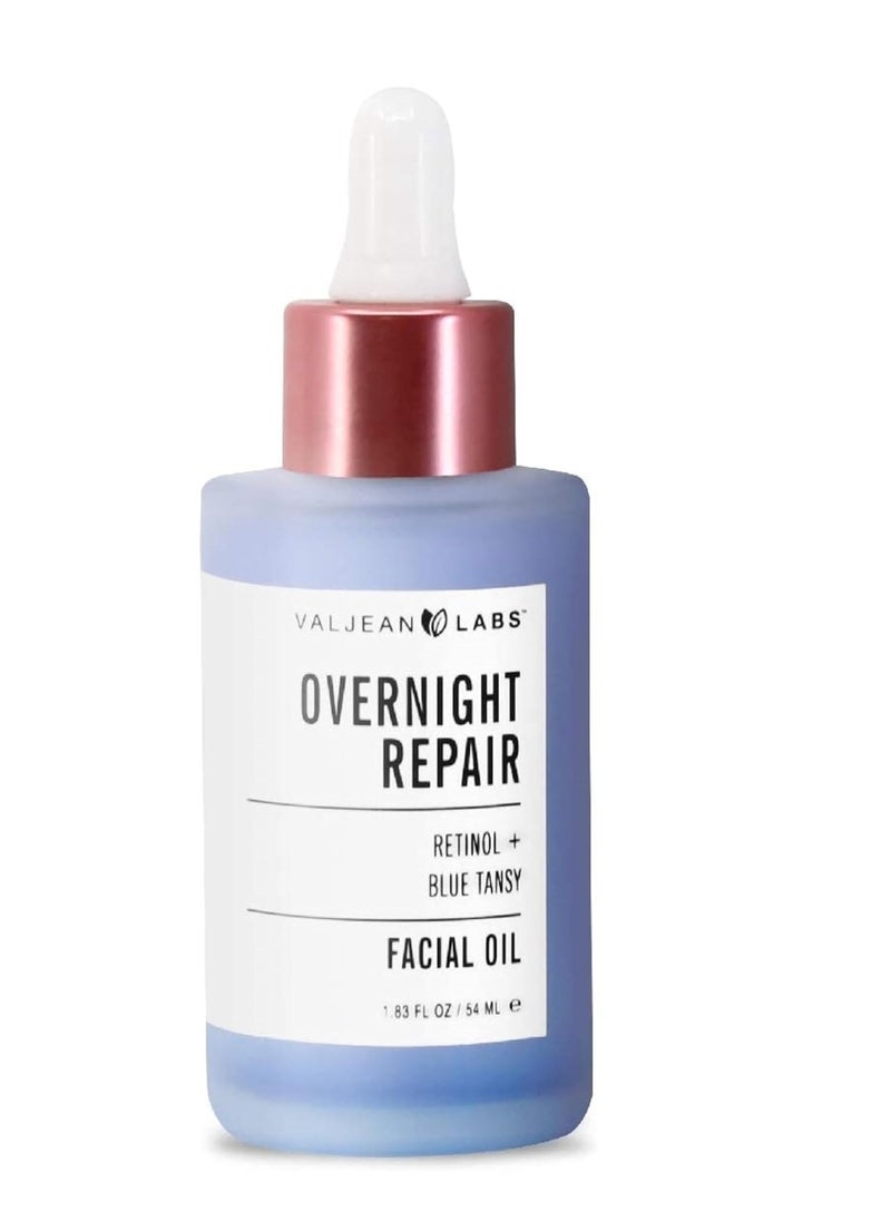 VALJEAN LABS Overnight Repair Facial Oil | Retinol and Blue Tansy | Helps to Even Skintone, Calm and Soothe Redness | Cruelty Free, Vegan, Made in USA (1.83 oz)