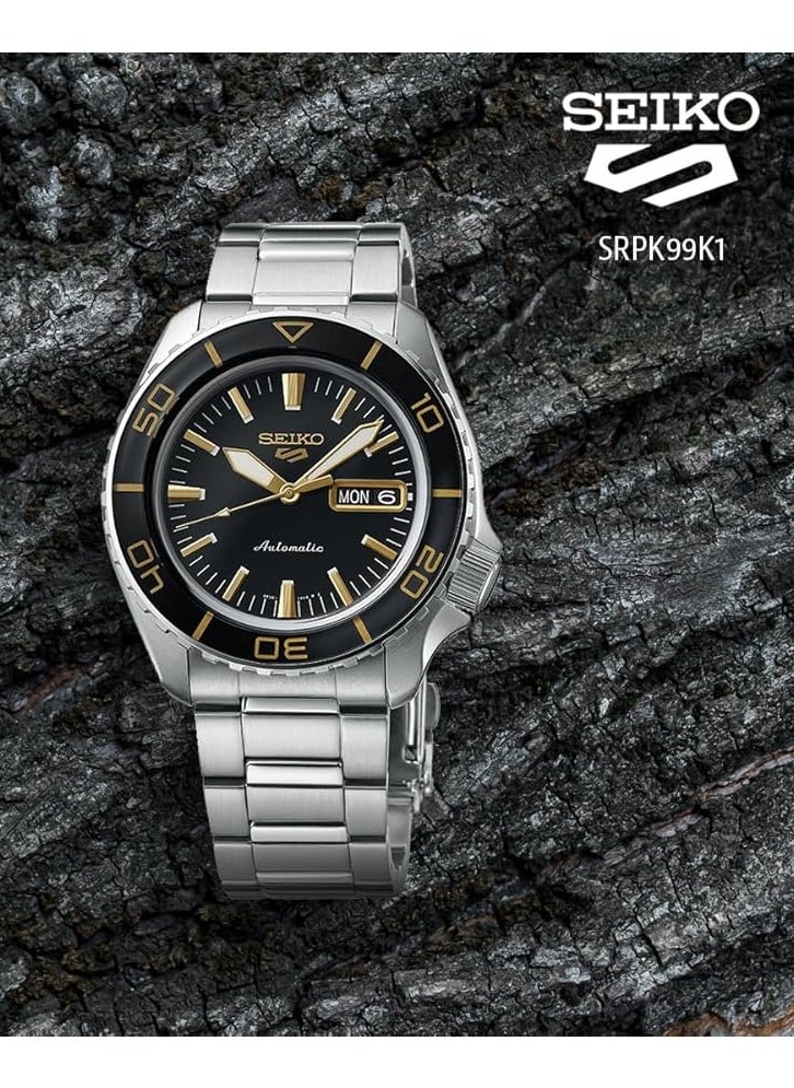 Men's New 5 Sports Black Dial Automatic Watch - SRPK99K1